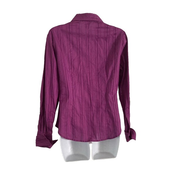 Moda International Y2K Purple Shirt Size PS Semi Sheer Long Sleeve Button-Up Top - Picture 5 of 10